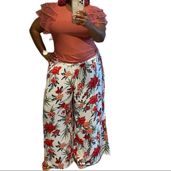 Brand New! A Love Story Salmon Fluttered Tiered Tulle Short Sleeve Shirt Size XL - Picture 9 of 10